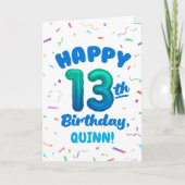 Happy 13th Birthday Card with Custom Name Karte (Vorderseite)