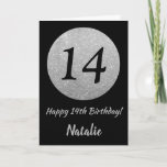 Happy 14th Birthday Black and Silver Glitter Card Karte<br><div class="desc">Happy 14th Birthday Black and Silver Glitter Card with personalized name. For further customization,  please click the "Customize it" button and use our design tool to modify this template.</div>