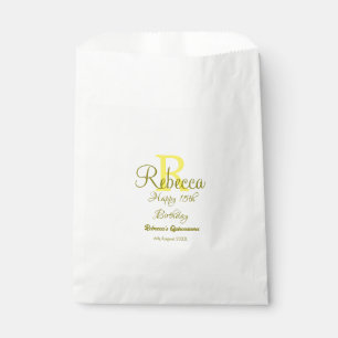 Happy 15. Geburtstag gelb fügen Namen monogramm mo Geschenktütchen