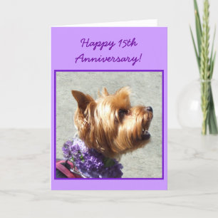 Happy 15th Anniversary Yorkshire Terrier card Karte