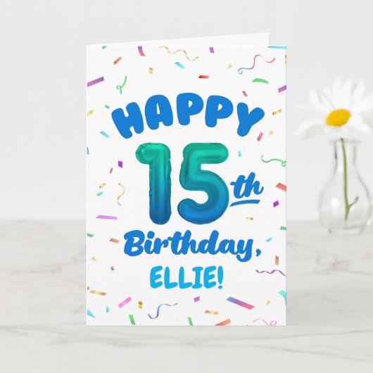 Happy 15th Birthday Card with Custom Name Karte (Kleine Pflanze)