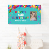 Happy 16. Geburtstag Bunte Balloons Aquamarin Banner (Insitu)