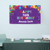 Happy 16. Geburtstag Bunte Balloons Lila Banner (Messeveranstaltung)
