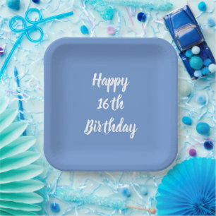 Happy 16. Geburtstag Cornflower Blue Custom Party Pappteller