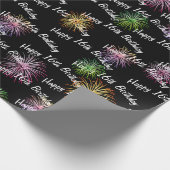 Happy 16. Geburtstag Feuerwerk auf schwarz Geschenkpapier (Ecke)