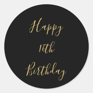 Happy 16. Geburtstag Golden Yellow Black Custom Ag Runder Aufkleber