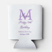 Happy 16. Geburtstag lila Name Monogram hinzufügen Dosenkühler (Rückseite)