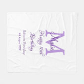 Happy 16. Geburtstag lila Name Monogram hinzufügen Fleecedecke (Vorderseite (Horizontal))