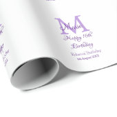 Happy 16. Geburtstag lila Name Monogram hinzufügen Geschenkpapier (Rolleneckpunkt)