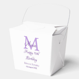 Happy 16. Geburtstag lila Name Monogram hinzufügen Geschenkschachtel