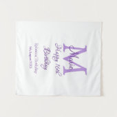 Happy 16. Geburtstag lila Name Monogram hinzufügen Wandteppich (Vorderseite (Horizontal))