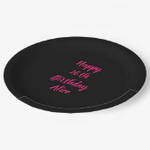 Happy 16. Geburtstag Pink Black Individuelle Name  Pappteller (Schrägansicht)