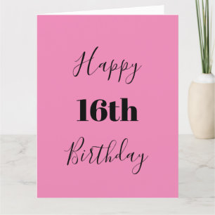 Happy 16. Geburtstag Pink Schwarz Custom Age Farbe Karte