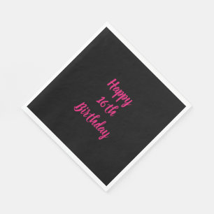 Happy 16. Geburtstag Pink Schwarz Custom Color 202 Serviette