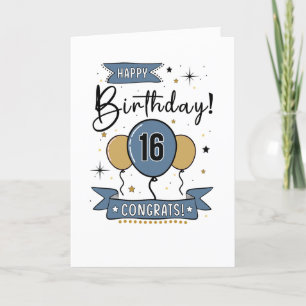 Happy 16. Geburtstagskarte Dankeskarte