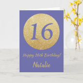 Happy 16 Uhr Birthday and Gold Glitter Karte (Gelbe Blume)