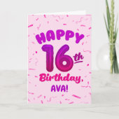 Happy 16th Birthday Card with Custom Name Karte (Vorderseite)