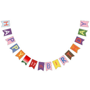 Happy 17. Geburtstag bunting Fahnen Wimpelkette