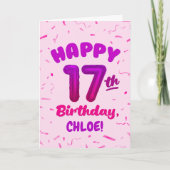 Happy 17th Birthday Card with Custom Name Karte (Vorderseite)