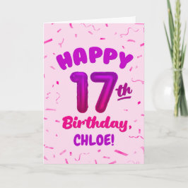 Happy 17th Birthday Card with Custom Name Karte