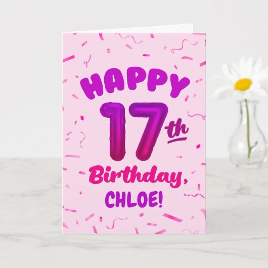 Happy 17th Birthday Card with Custom Name Karte (Kleine Pflanze)