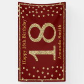 Happy 18. Geburtstag Banner Burgundy Red Gold (Vertikal)