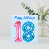 Happy 18. Geburtstag Blue Card Feiertagskarte (Stehend Vorderseite)