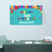 Happy 18. Geburtstag Bunte Balloons Aquamarin Banner (Messeveranstaltung)