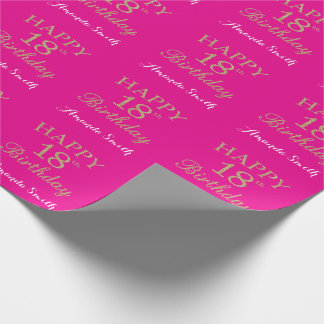 Happy 18. Geburtstag Gold Glitzer und Hot Pink Geschenkpapier