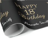 Happy 18. Geburtstag Gold Glitzer Wrapping Paper Geschenkpapier (Rolleneckpunkt)