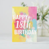Happy 18. Geburtstagskarte ("Wasserfarben") (Stehend Vorderseite)