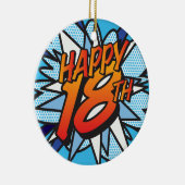 HAPPY 18 TH Fun Retro Comic Book Keramikornament (Rechts)