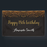 Happy 18th Birthday Banner. Black and Gold Glitter Banner<br><div class="desc">Happy 18th Birthday Banner for women or man. Black and Gold Glitter Birthday Party Banner. Gold Glitter Confetti. Black and White Stripes. Printable Digital. For further customization,  please click the "Customize it" button and use our design tool to modify this template.</div>