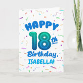 Happy 18th Birthday Card with Custom Name Karte (Vorderseite)
