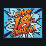 HAPPY 18TH BIRTHDAY Comic Book Pop Art blue Postkarte<br><div class="desc">Say HAPPY 18TH BIRTHDAY the pop art way and put the wham, bang, zap into the big day's celebration party. Personalise, customise, make it your own the Comic Book Pop Art way! Cool, trendy and fun design that puts the wham zap pow in to your day. A great gift for...</div>