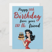 Happy 18th Birthday from Your 110 lb Friend Funny Einladung (Vorne/Hinten)