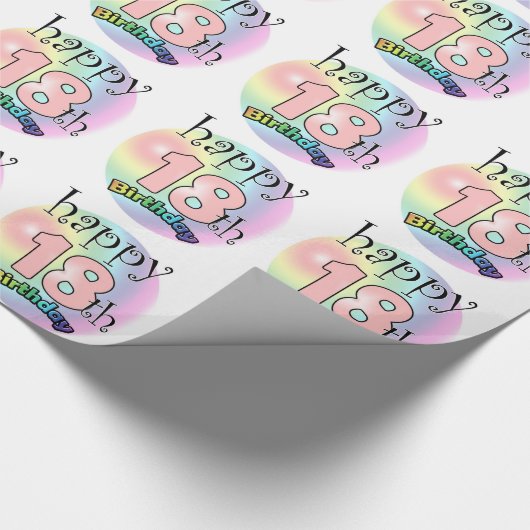Happy 18th Birthday (roze) Geschenkpapier (Ecke)