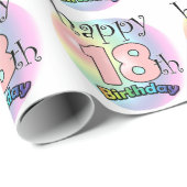 Happy 18th Birthday (roze) Geschenkpapier (Rolleneckpunkt)