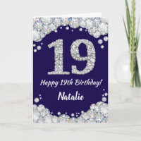 Happy 19. Geburtstag Navy Blue und Silver Glitzer