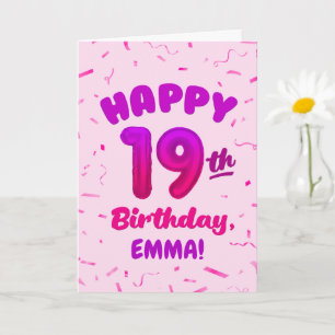 Happy 19. Geburtstagskarte mit individuellem Namen Karte