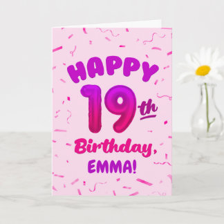 Happy 19. Geburtstagskarte mit individuellem Namen Karte