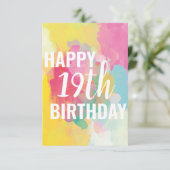 Happy 19. Geburtstagskarte ("Wasserfarben") (Stehend Vorderseite)