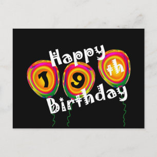 Happy 19th Birthday Colorful Balloons Postkarte