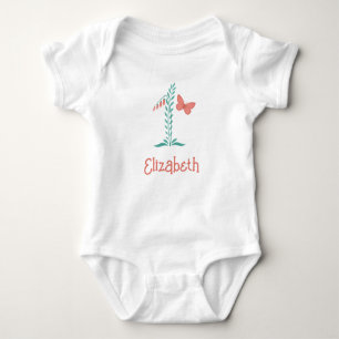 Happy 1. Geburtstag Baby Girl Butterfly Floral Strampler