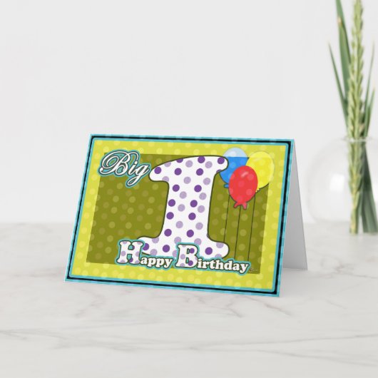 Happy 1. Geburtstag Balloons Erster großer Geburts Karte (Vorderseite)