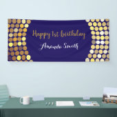 Happy 1. Geburtstag Banner Navy Blue Gold Glitzer (Messe)