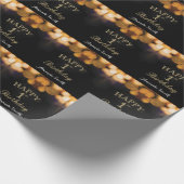 Happy 1. Geburtstag Black and Gold Glitzer Geschenkpapier (Ecke)
