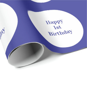 Happy 1. Geburtstag Blue Polka Dot Boys Girls Geschenkpapier