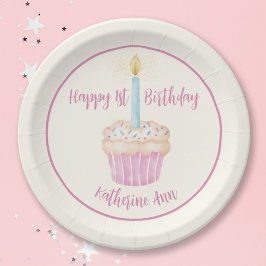 Happy 1. Geburtstag Cupcake Paper Plate Pappteller