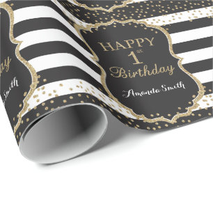 Happy 1. Geburtstag Gold Glitzer Wrapping Paper Geschenkpapier